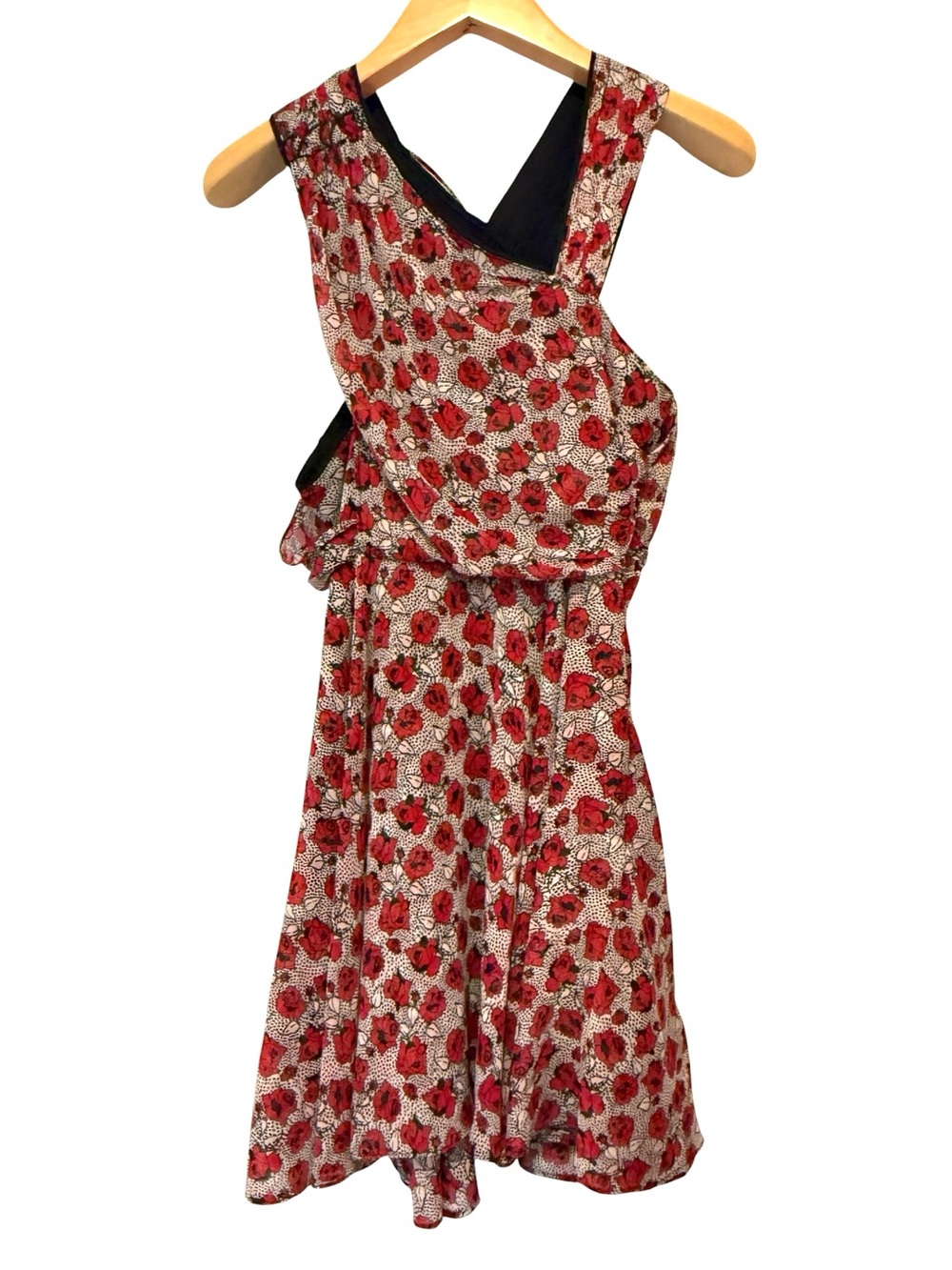 The Kooples Rosa Rose Print Crinkle Dress Cutout Small